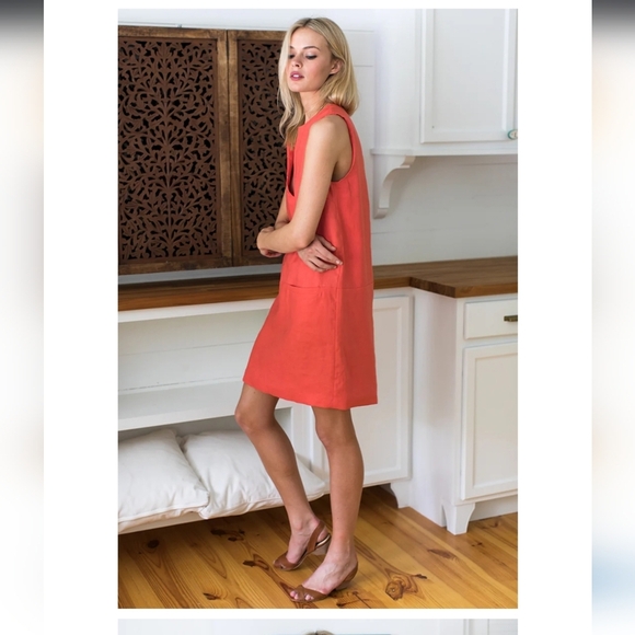 EUC EMERSON FRY Mod Shift Dress Linen Valencia Orange Sz M - Picture 4 of 15